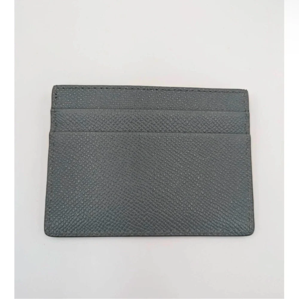 Burberry Sandon Card Case Wallet Embossed Logo Leather Storm Grey *NWT*